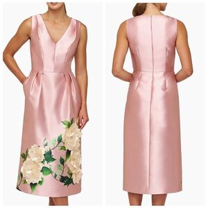 Kay Unger Pink Floral Midi Dress